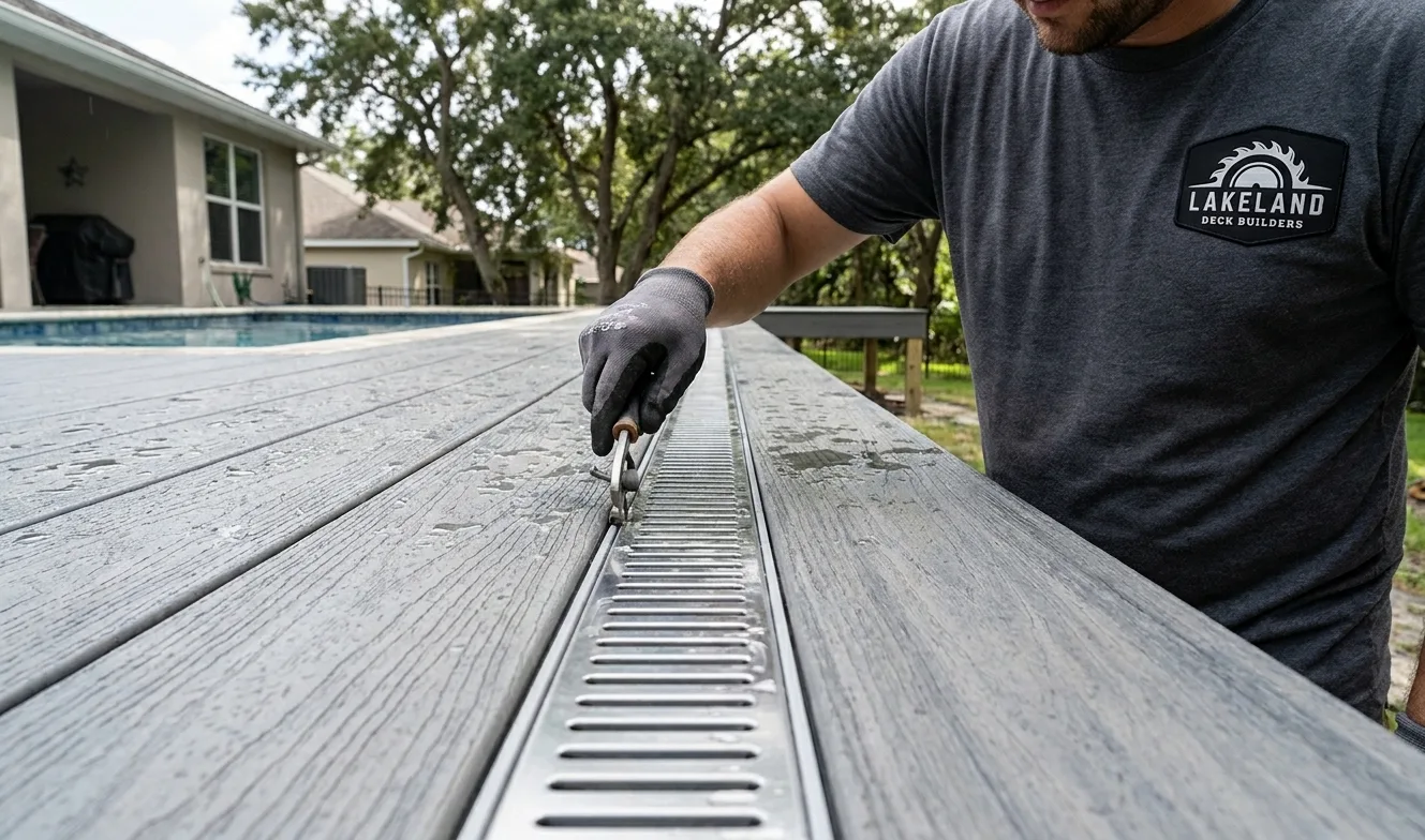 Lakeland Deck Builders team discussing a project with a homeowner